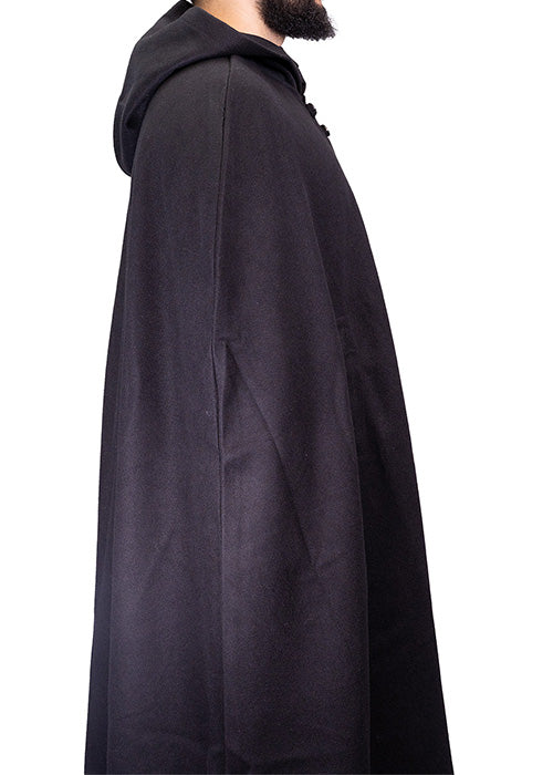 Black Hooded Wool Cloak
