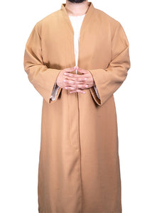 Camel Brown Full Sleeve Wool Jubbah Coat