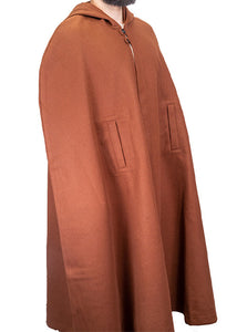Chestnut Brown Hooded Wool Cloak