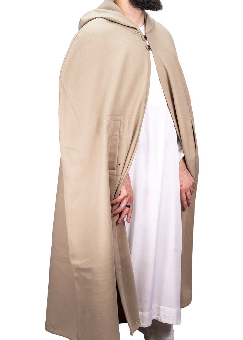 Beige Hooded Wool Cloak