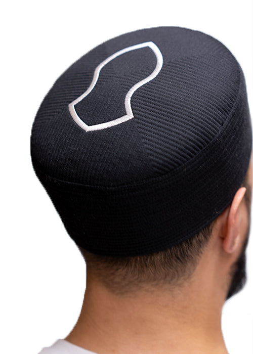 Black Stitched Kufi Hat